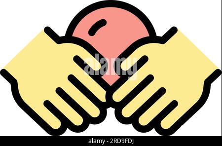 Konturvektor des kindlichen Feinmotoriensymbols. Spielfähigkeiten. Die Farbe der Spielzeugsprache ist flach Stock Vektor