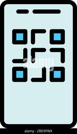 Umrissvektor des Barcodesymbols auf dem Bildschirm. Code scannen. Mobiler qr-Farbmonitor Stock Vektor