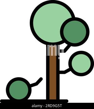 Konturvektor des Symbols zum Entfernen des Strukturbaums. Baumpfleger. Holzfarbe flach Stock Vektor