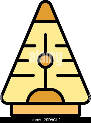 Konturvektor des Tischpendelsymbols. Kinetische Uhr. Foucault-Magnet, Farbe flach Stock Vektor