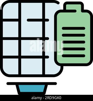 Konturvektor des Solarbatteriesymbols. Energie. Die Farbe der elektrischen Anlage ist flach Stock Vektor