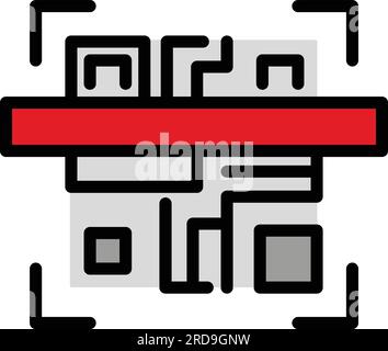 Umrissvektor des Sicherheits-Barcodesymbols. Code scannen. QR-Zahlung in Farbe Stock Vektor