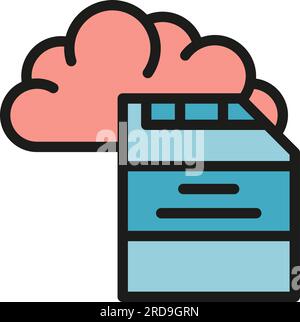 Konturvektor des Symbols für den Cloud-Kartenspeicher. Speicherplatte. Micro-sd-Farbdisplay Stock Vektor