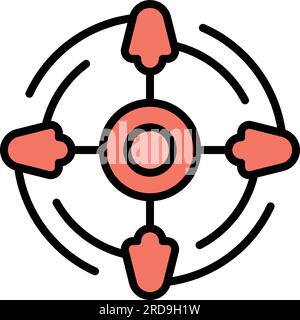 Umrissvektor des Handdrehfeldsymbols. Das ist ein Kinderspielzeug. Anti-Stress-Kugel in flacher Farbe Stock Vektor