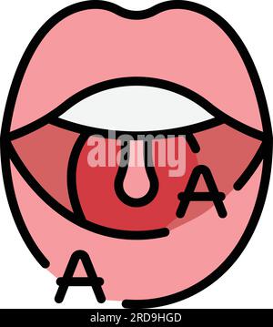 Umrissvektor des Symbols für die Buchstabenanimation. Mundausdruck. Lippensynchronisation, flach Stock Vektor