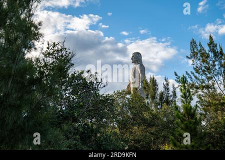 Tegucigalpa, Francisco Morazan, Honduras - 11. Dezember 2022: Oberer Teil des Christus des Gipfels, ein Denkmal auf dem Hügel „El Picacho“ S. Stockfoto