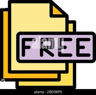 Umrissvektor des Symbols für freies Kursmaterial. Live-Webinar. Online-Webcast in flacher Farbe Stock Vektor