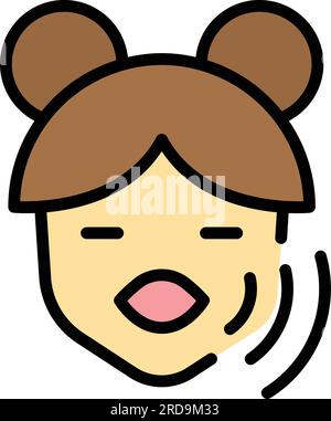 Der Symbolkontur-Vektor des Kindsartikulationsprogramms. Sprachentwicklung. Kindergarten-Therapie-Farbenschwund Stock Vektor