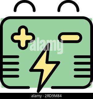 Eco energy battery icon outline vector. Solar power. Electric charger color flat Stock Vektor