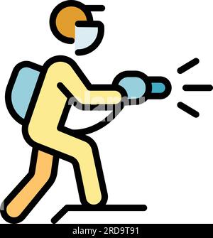 Konturvektor des Symbols für chemische Gefahren. Giftige Substanz. Farbe der Sicherheitsumgebung flach Stock Vektor