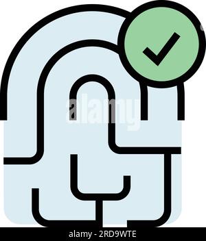 Fingerabdruck-Vektor für gültige Symbolkontur. Biometrische ID. Abgeglichene Farbe für Fingerverifizierung Stock Vektor