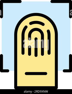 Konturvektor des Fingerabdruck-Identifikationssymbols. Biometrischer Scan. Abgeglichene Farbe für Fingerverifizierung Stock Vektor