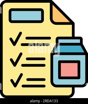 Konturvektor des Symbols für chemische Berichte. Labortest. Die Laborchemie ist flach Stock Vektor