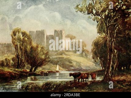 Ludlow Castle from the River Teme von W. Egginton aus dem Buch " in Unknown England " eine Aufzeichnung einer 7000 km langen Tour mit dem Motor der unbesuchten Ecken und Ecken und der Schreine von besonderem Interesse in England; Mit Einbrüchen in Schottland und Irland von Murphy, Thomas Dowler, 1866-1928 Publisher Boston, L. C. Seite 1910 Stockfoto