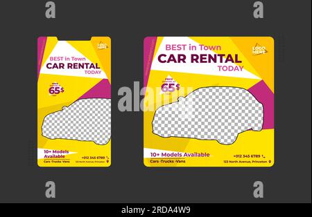 Social-Media-Post und Story Best Car Rental-Vorlage Stock Vektor