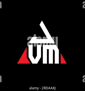 JVM-Logo mit Dreiecksbuchstaben und Dreiecksform. Monogramm mit JVM-Dreieckslogo. Vorlage für JVM-Dreiecksvektor-Logo in roter Farbe. JVM-Triangul Stock Vektor