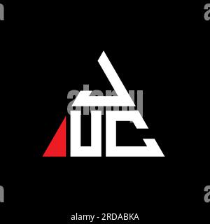 LOGO MIT DREIECKSBUCHSTABEN „JUC“ in Dreiecksform. MONOGRAMM MIT „JUC Triangle“-Logo. JUC-Dreieck-Vektor-Logo-Vorlage mit roter Farbe. JUC Triangul Stock Vektor