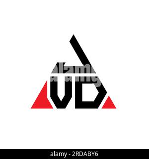 JVD-Logo mit Dreiecksbuchstaben und Dreiecksform. JVD-Dreieck-Logo-Monogramm. JVD-dreieckige Vektor-Logo-Vorlage mit roter Farbe. JVD Triangul Stock Vektor