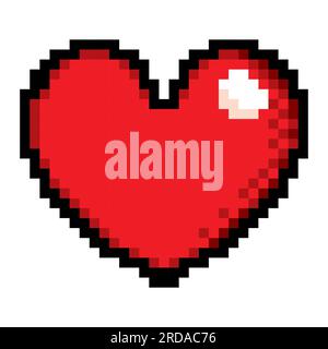 Red Heart Pixel Art Style. Vektordarstellung. Symbol mit Liebessymbol. Stock Vektor