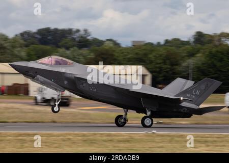 USAF F-35 Lightning II landet auf RIAT Fairford 2023. Stockfoto