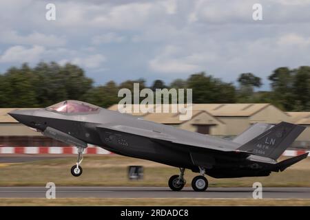 USAF F-35 Lightning II landet auf RIAT Fairford 2023. Stockfoto