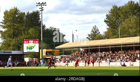 Während des Vorsaison-Freundschaftsspiels zwischen Crawley Town und Crystal Palace im Broadfield Stadium , Crawley , Großbritannien - 19. Juli 2023 Stockfoto