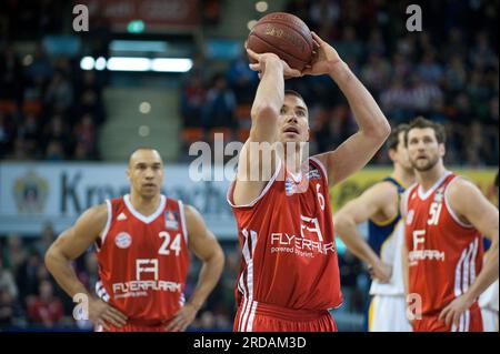 STEFFEN HAMANN Aktion Basketball Bundesliga FC Bayern München - EWE Körbe Oldenburg 14.1.2012 im Audi Dome München Stockfoto