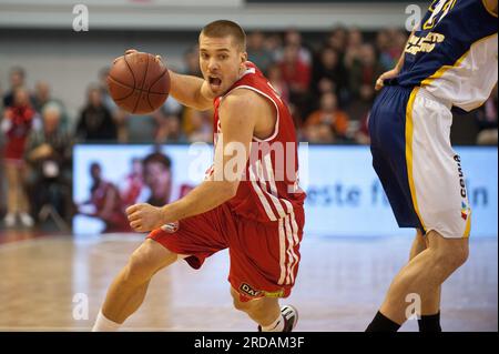 STEFFEN HAMANN Aktion Basketball Bundesliga FC Bayern München - EWE Körbe Oldenburg 14.1.2012 im Audi Dome München Stockfoto