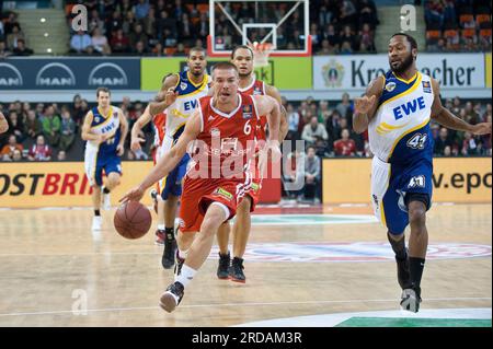 STEFFEN HAMANN Aktion Basketball Bundesliga FC Bayern München - EWE Körbe Oldenburg 14.1.2012 im Audi Dome München Stockfoto