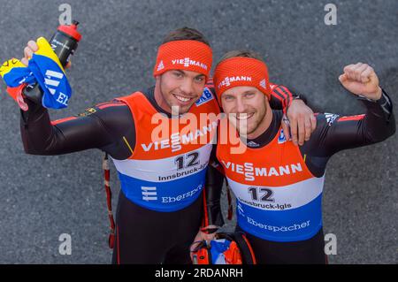 Tobias Wendl und Tobias Arlt Rodeln Stockfoto