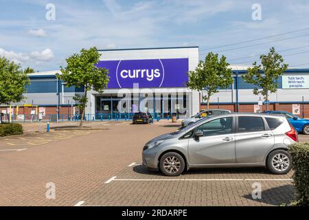 Currys Elektronikgeschäft im Canterbury Retail Park, Vauxhall Road, Canterbury. Stockfoto