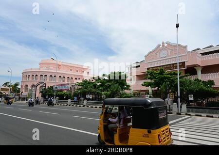 Chennai, Indien - 14. Juli 2023: Vivekanandar illam oder Vivekananda House in Chennai, Indien. Früher bekannt als Ice House oder Castle Kernan, ist eine historische Stadt Stockfoto