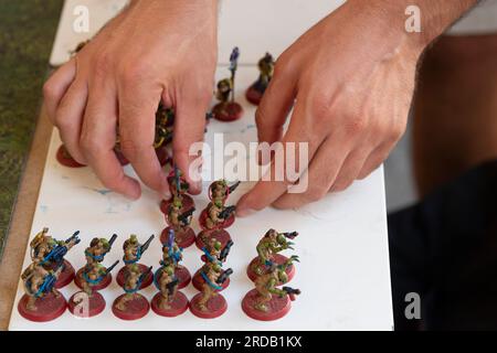 Satz von Spielen Action-Figuren, Spiel Warhammer 40.000, Spieler Stockfoto