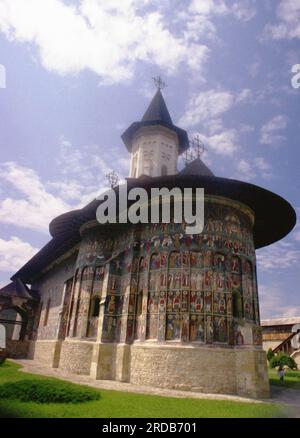Sucevita, Bezirk Suceava, Rumänien, 1998. Außenansicht des Klosters Sucevita. Stockfoto