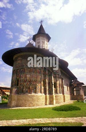 Sucevita, Bezirk Suceava, Rumänien, 1998. Außenansicht des Klosters Sucevita. Stockfoto