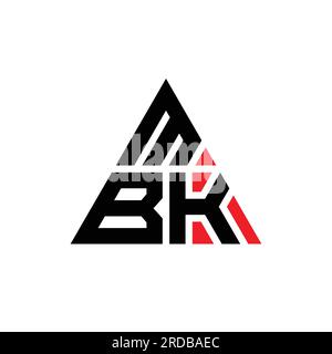 MBK-Logo mit Dreiecksbuchstaben und Dreiecksform. MBK-Dreieck-Logo-Monogramm. MBK-dreieckige Vektor-Logo-Vorlage mit roter Farbe. MBK Triangul Stock Vektor