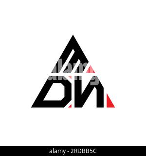 MDN-Logo mit dreieckigem Buchstaben in Dreiecksform. Monogramm mit MDN-Dreieck-Logo. MDN-dreieckige Vektorvorlage mit roter Farbe. MDN-Triangul Stock Vektor