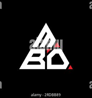 MBO-Logo mit Dreiecksbuchstaben und Dreiecksform. Monogramm mit MBO-Dreieck-Logo. Vorlage für MBO-Dreieck-Vektor-Logo in roter Farbe. MBO Triangul Stock Vektor
