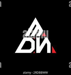 MDN-Logo mit dreieckigem Buchstaben in Dreiecksform. Monogramm mit MDN-Dreieck-Logo. MDN-dreieckige Vektorvorlage mit roter Farbe. MDN-Triangul Stock Vektor