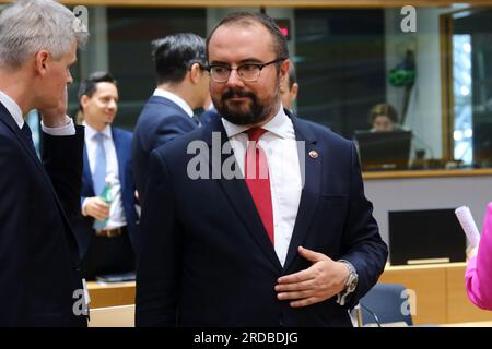 Brüssel, Belgien. 20. Juli 2023. Pawel JABLONSKI, Außenminister, trifft am 20. Juli 2023 am Sitz der EU in Brüssel zu einer Tagung des Rates (EU-Außenpolitik) ein. Kredit: ALEXANDROS MICHAILIDIS/Alamy Live News Stockfoto