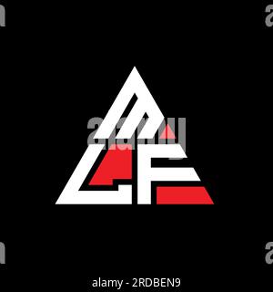 MLF-Logo mit Dreiecksbuchstaben und Dreiecksform. Monogramm mit MLF-Dreieck-Logo. MLF-dreieckige Vektor-Logo-Vorlage mit roter Farbe. MLF Triangul Stock Vektor