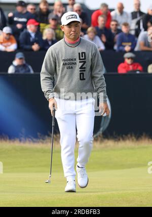 Hoylake, Großbritannien. 20. Juli 2023. Japans Taiga Semikawa am ersten Tag der Open Championship 151. in Hoylake am Donnerstag, den 20. Juli 2023 auf dem ersten Grün. Foto: Hugo Philpott/UPI Credit: UPI/Alamy Live News Stockfoto