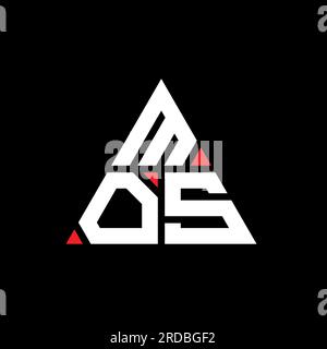MOS-Logo mit Dreiecksbuchstaben und Dreiecksform. Monogramm mit MOS-Dreieck-Logo. Vorlage für MOS-Dreieck-Vektor-Logo in roter Farbe. MOS triangul Stock Vektor