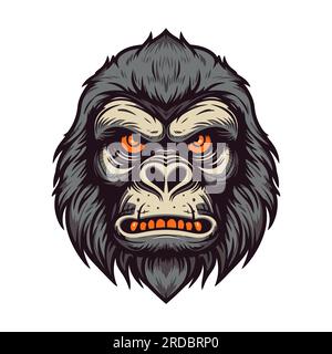 Gorilla Head Logo-Design. Abstraktes Gorillagesicht zeichnen. Süßes Gorillagesicht isoliert. Vektordarstellung Stock Vektor