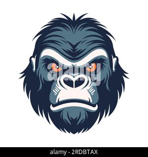 Gorilla Head Logo-Design. Abstraktes Gorillagesicht zeichnen. Süßes Gorillagesicht isoliert. Vektordarstellung Stock Vektor