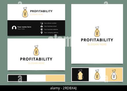 Logo „Profitability“ mit editierbarem Slogan. Branding-Buch und Visitenkartenvorlage. Stock Vektor