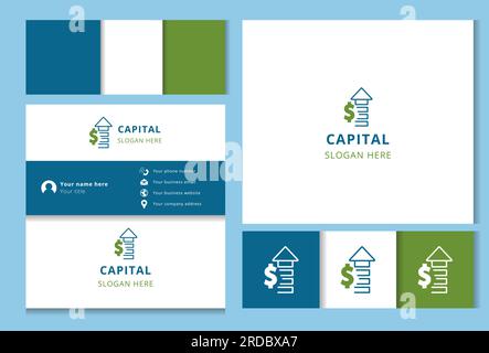 Capital Logo-Design mit editierbarem Slogan. Branding-Buch und Visitenkartenvorlage. Stock Vektor