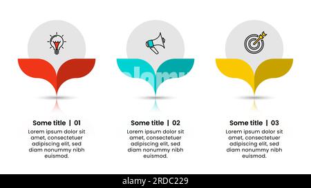Infografik-Vorlage mit Symbolen und 3 Optionen oder Schritten. Abstrakte Pflanzen. Kann für Workflow-Layout, Diagramm, Banner, webdesign verwendet werden. Vektor-Illustration Stock Vektor