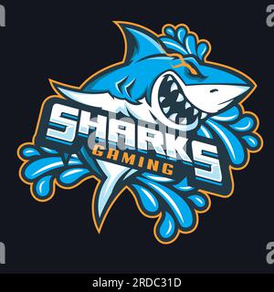 Shark Gaming Maskottchen Logo Shark and Fish Great White Hunting Shark Stock Vektor
