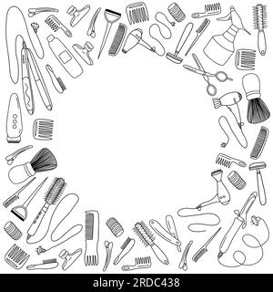 Doodle Barbershop Vektorelemente Rahmen Stock Vektor